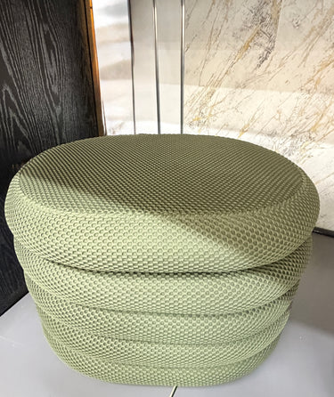 Green woven ottoman