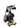 A vintage-style decorative telephone with a black body, brass/gold-toned metal accents, a coiled cord, and a handset, shown on a plain white background.