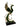 A decorative phoenix figurine with a textured gold finish and deep green stone inlay, mounted on a polished black rectangular base against a plain white background.