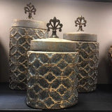 Gray and gold Jars