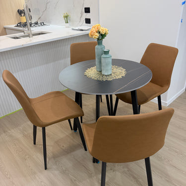 Round Black Dining Table & 4 chairs
