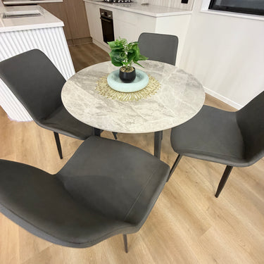 Round Black Dining Table & 4 chairs