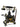 An antique-style decorative telephone with a black and brass body, featuring a crank handle, ornate metal details, and a coiled cord, isolated on a white background.